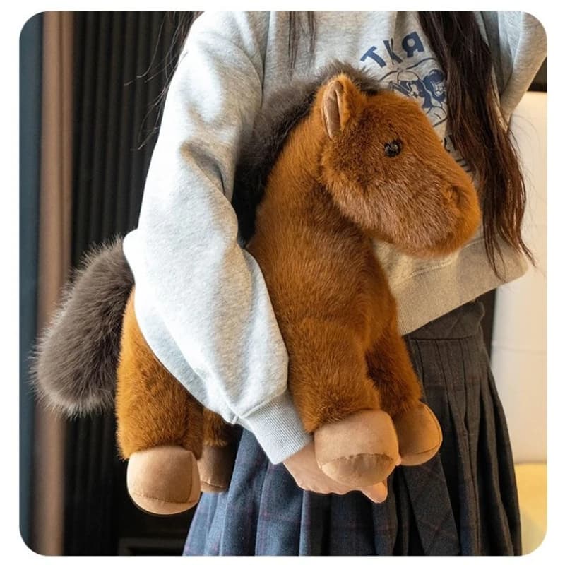 Cute Simulation Wild Horse Plush Ornament Fabric Craft Home Office Decoration Party Favor Gift for Men Women BirthdayParty Decor