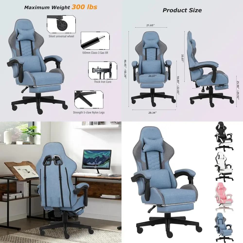 Sedia da gioco ergonomica con schienale alto con poggiapiedi, braccioli regolabili e supporto lombare per adulti: comodo ufficio informativo