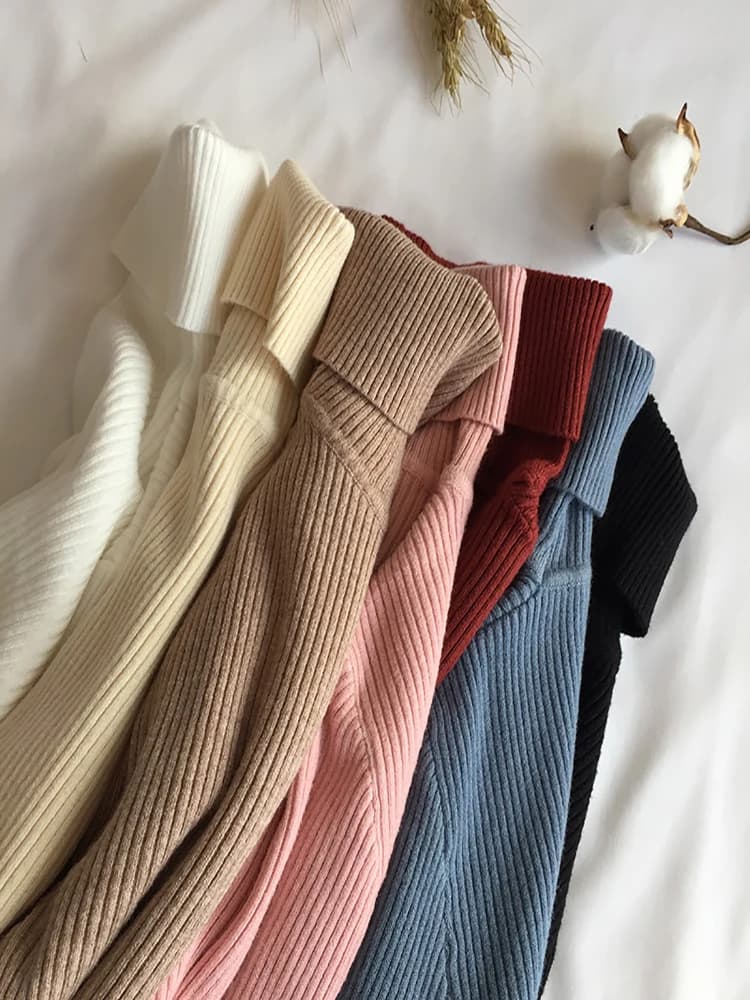 Maglione Invernale 2026 da Donna, Spesso, Lavorato a Maglia a Costine, Pullover a Collo Alto a Maniche Lunghe, Morbido e Caldo