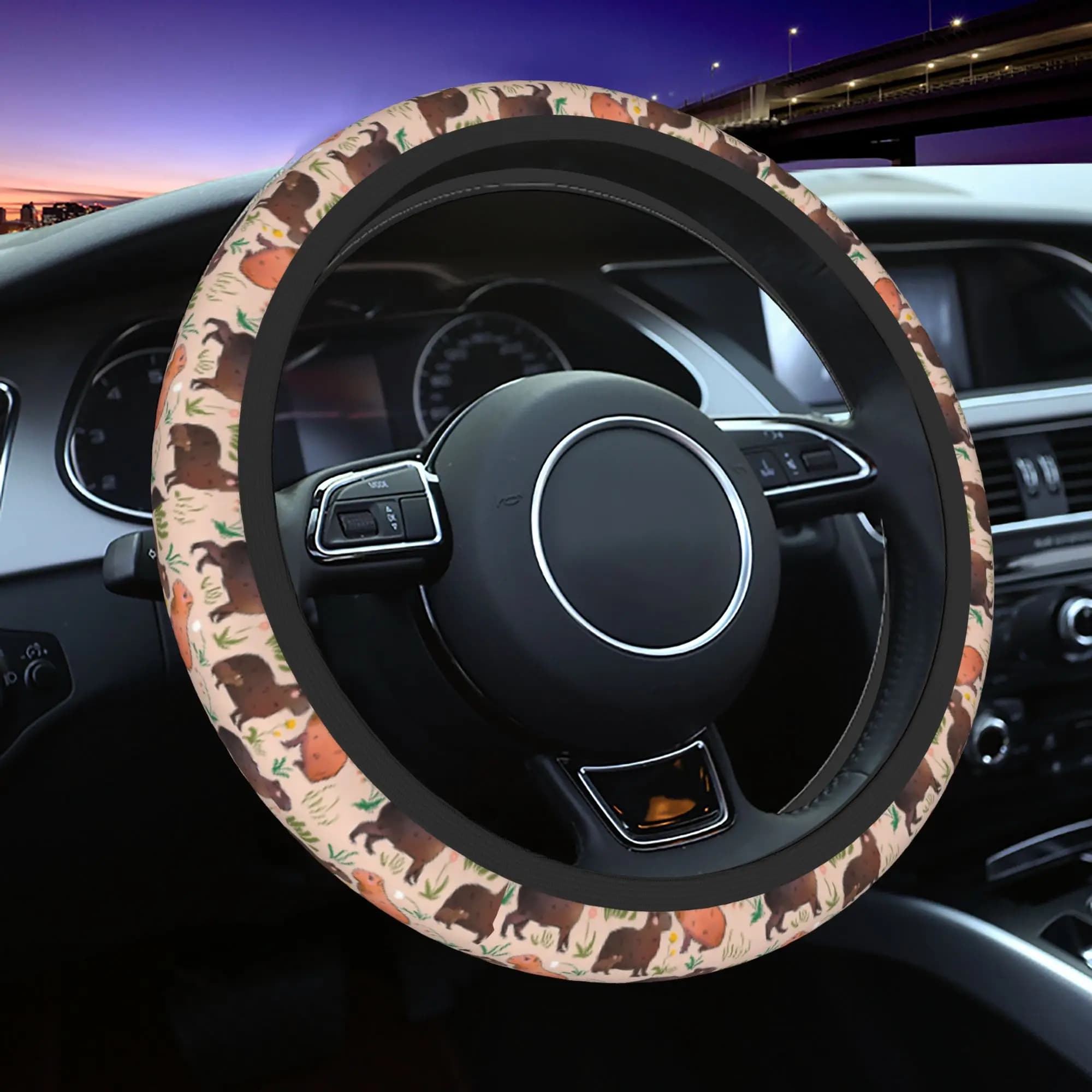Cover for Cars with Green Capibar Reason, Protective Cover for Flyer, Decorative Accessories for Interior Cars