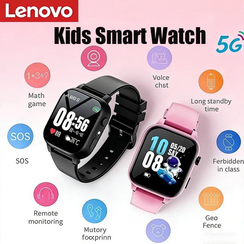Smartwatch Lenovo per Bambini 2026 con SOS, GPS, Localizzazione, Chiamate, Fotocamera, Impermeabile, Compatibile iOS e Android
