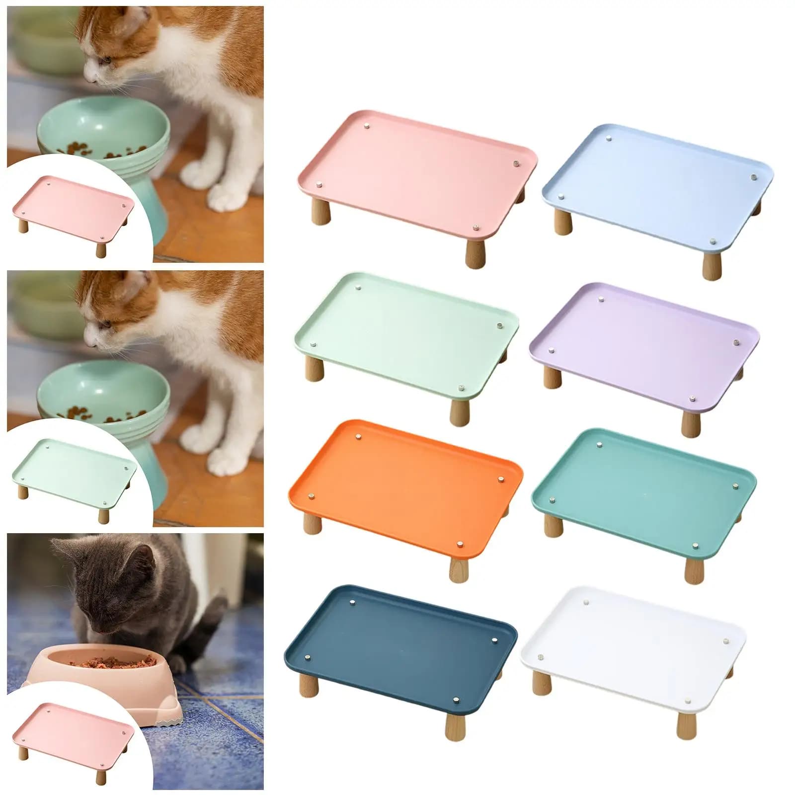 Adjustable Raised Dog Automatic Feeder High Pet Bowl Stand Elevated Plastic Dish Water Food Holder for Cats and Dogs
