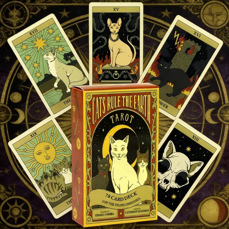 Cats Rule The Earth Tarot Cards A 78 Deck Oracle English Visions Divination Edition Borad Playing Games
