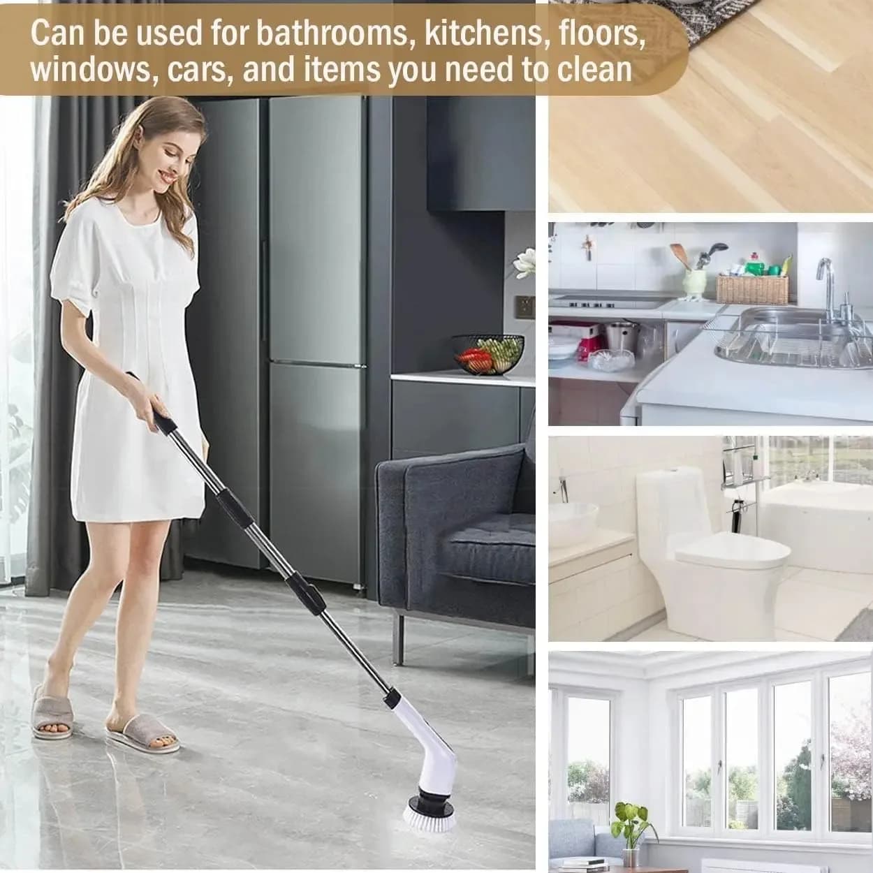 Spazzola Elettrica Senza Fili Multiuso per Pulizia Bagno, Toilette, Cucina, Rimuove Macchie, Muffa e Capelli