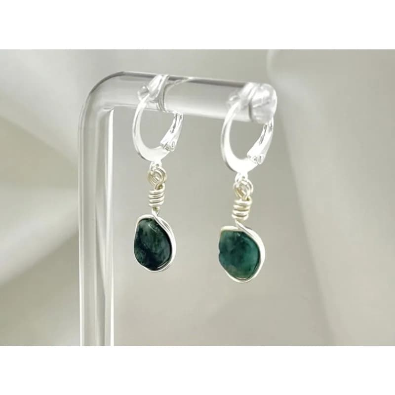 Original emerald earrings: Silver pendant birthstone ornaments