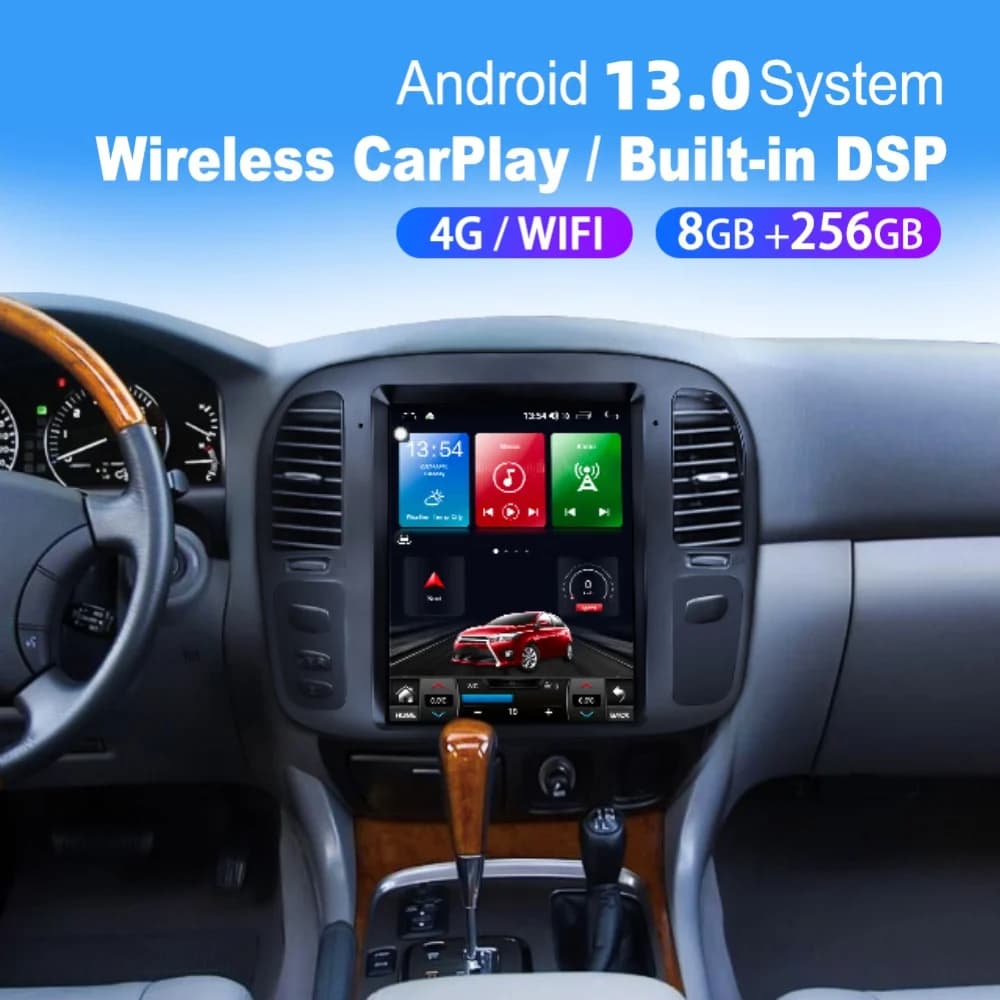 Per Toyota Land Cruiser 100 per schermo Tesla autoradio Android LC100 1998-2002 lettore multimediale navigazione GPS CarPlay Qualcomm