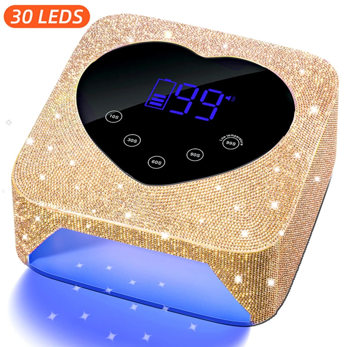 Lampada per unghie LED UV ricaricabile Lampada per asciugare lo smalto gel 30 LED con rilevamento automatico 5 timer Strumento per manicure professionale per asciugatrice per unghie