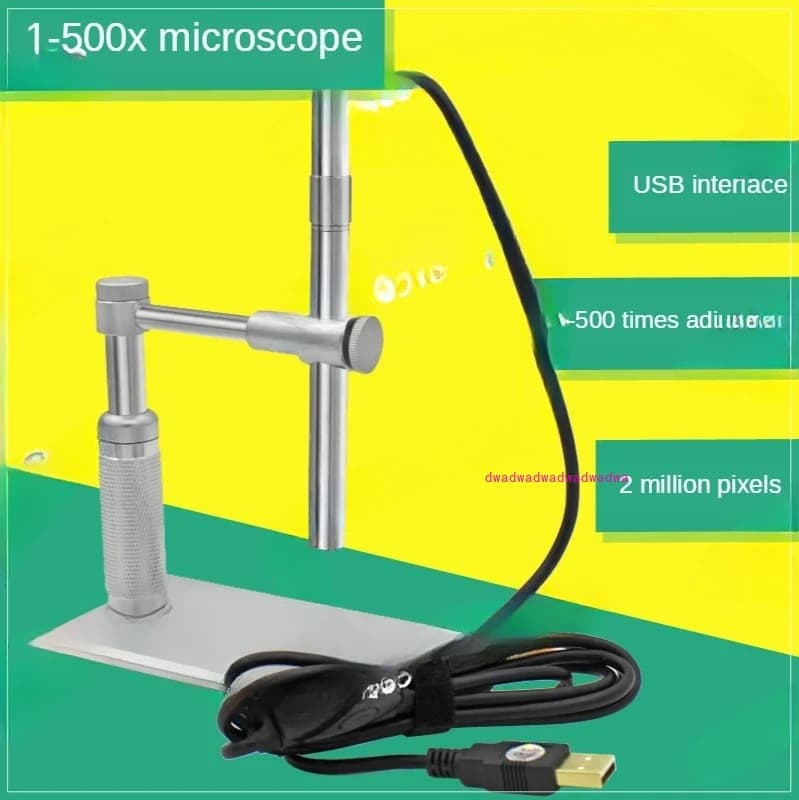 1-500X 2MP Tipo di penna USB Microscopio digitale Endoscopio 12MM 8 * LED Ispezione elettronica Supporto portatile in metallo e alluminio