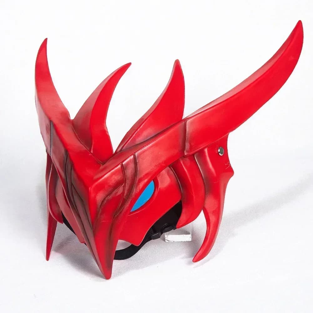 Unisex Devil Demon Half Face Mask Resin Cosplay Accessory for Halloween Party New Game the Unforgotten Yone Adult Costume Prop
