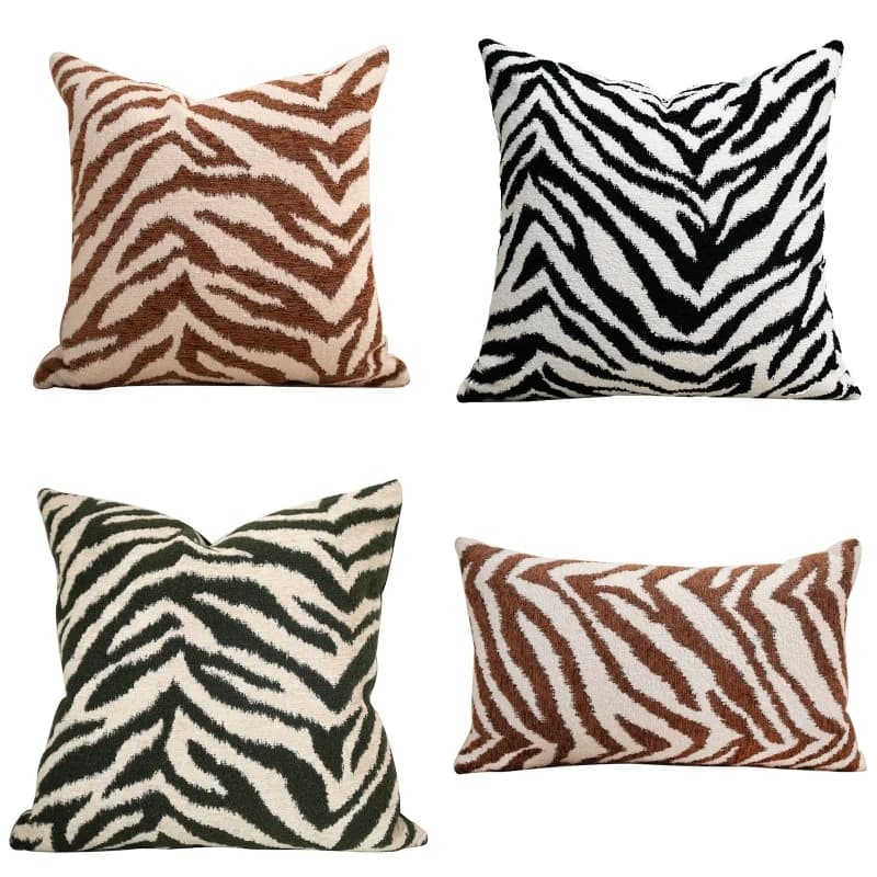 Cuscini con stampa zebrata Federa per cuscino jacquard marrone kaki 45x45 50x50 Fodera per cuscino decorativa moderna per divano sedia Decorazioni per la casa