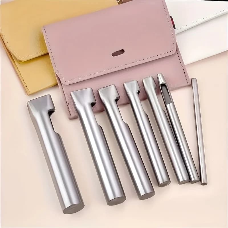 Set of 5 Punzoni Ovali Leather for Belts, Flat Holes for Watches Straps, Punzoni Cavi Resistent for Making Leather Fa-da- ♪