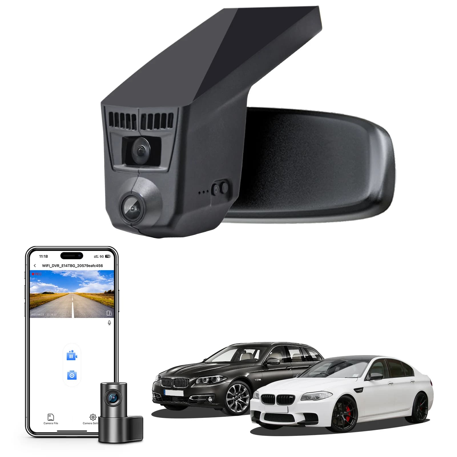 Mangoal Dash Cam 4k Per BMW Serie 5 Gen6 F07 F10 F11 F18 M5 Seleziona 2014-2017 Registratore per auto con GPS WiFi App 64GB 128GB Scheda SD