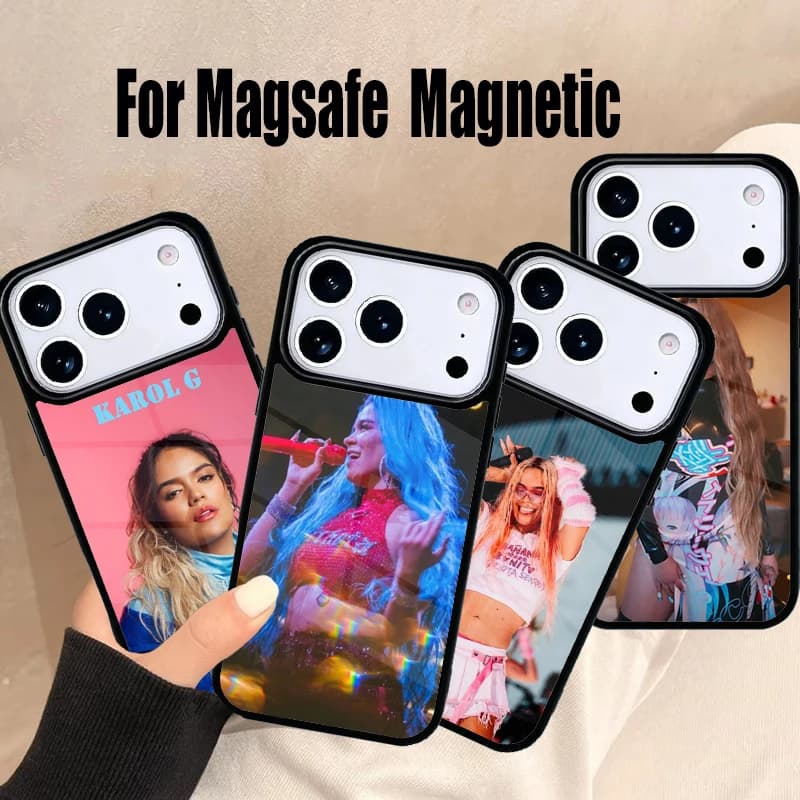 Cover Magnetica Wireless Magsafe Singer Karol G per iPhone 17 Air 16e 15 14 13 12 11 Pro Max Plus