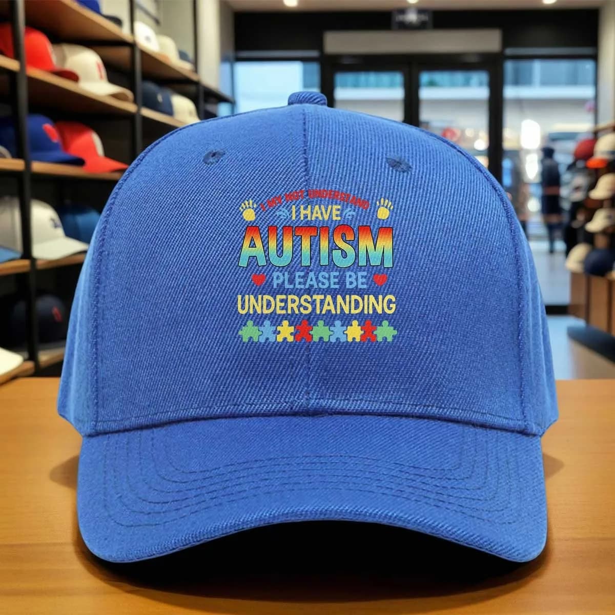 Vibrant Autism Awareness Puzzle Piece Baseball Cap, Colorful Adjustable Dad Hat with Heartfelt Message, Casual Unisex Cap for Da