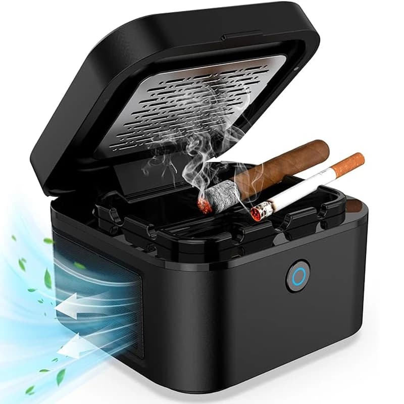 Posacenere Multifunzione con Purificatore d'Aria Senza Fumo, Ricaricabile USB, per Interni, Esterni, Casa, Ufficio
