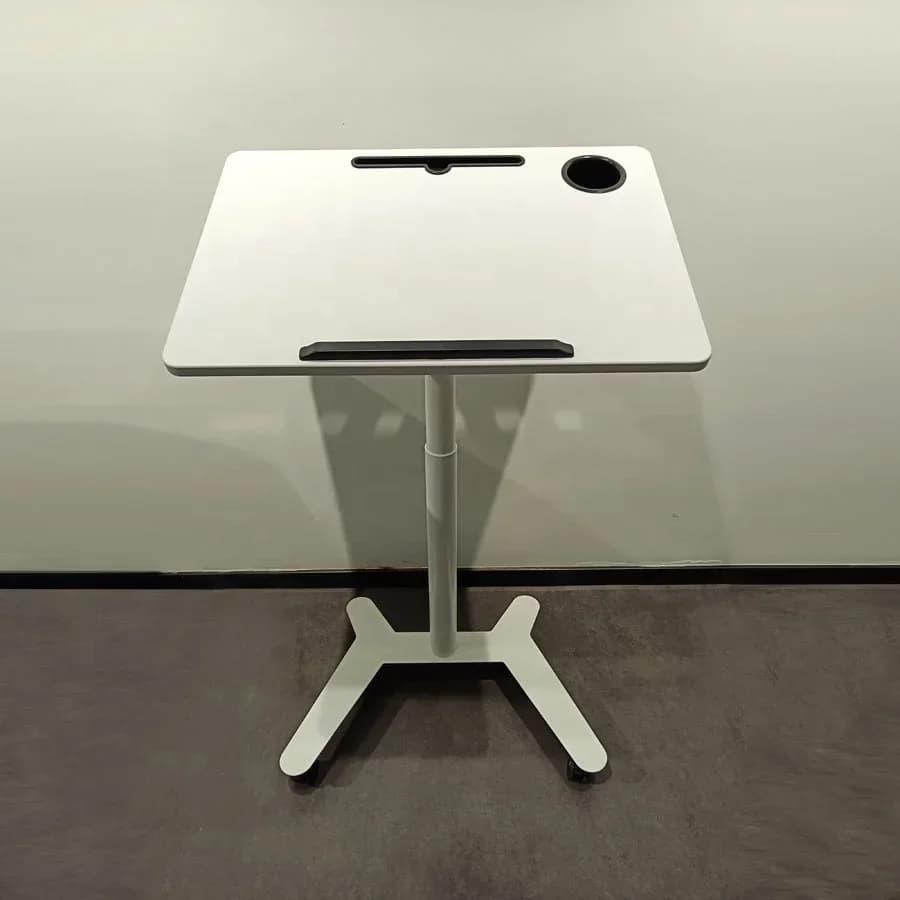 Nuovo design moderno Home Office School Tavolo ergonomico per laptop Sollevamento a gas Mobile Sit Stand Scrivania Scrivania pneumatica regolabile in altezza