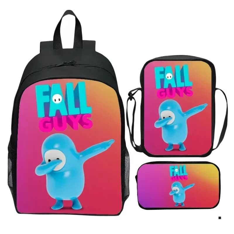 25COSFall Guys Backpack Schoolbag Lunch Bag Pencil Case Set for Kids Students