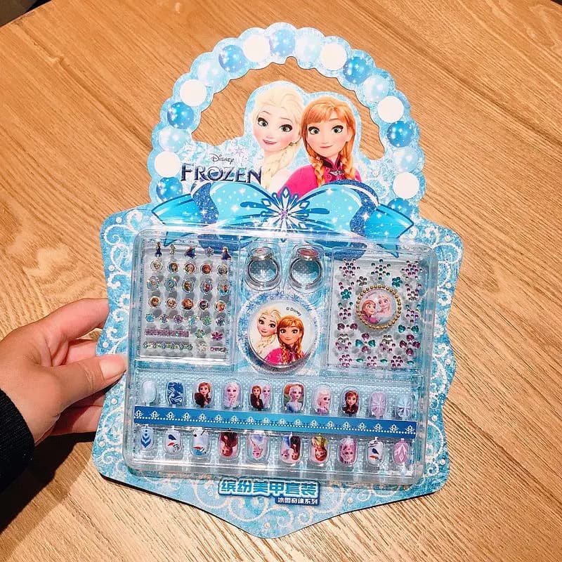 Set di adesivi per unghie per bambini Disney Princess Elsa Dress Up Simpatici adesivi Kawaii Adesivi per nail art impermeabili Giocattolo regalo per ragazza Frozen