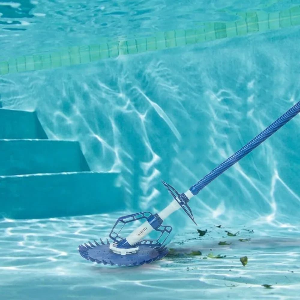 Robot Pulitore Automatico per Piscine con Tubo da 10 Metri Blu Navy e Bianco