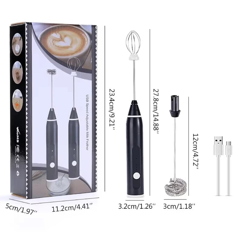 Wireless electric milk mixer -3 speed USB charging handheld foam maker egg beater for coffee cappuccino hot chocolate