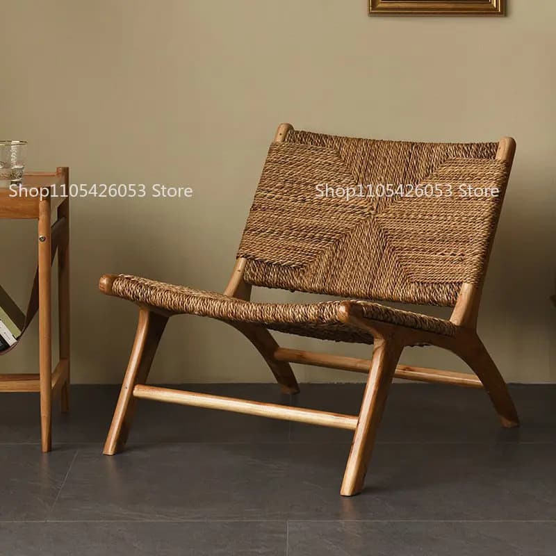 rattan, single, leisure, solid wood, backrest, balcony, homestay, log, homestay, living room, recliner, chair