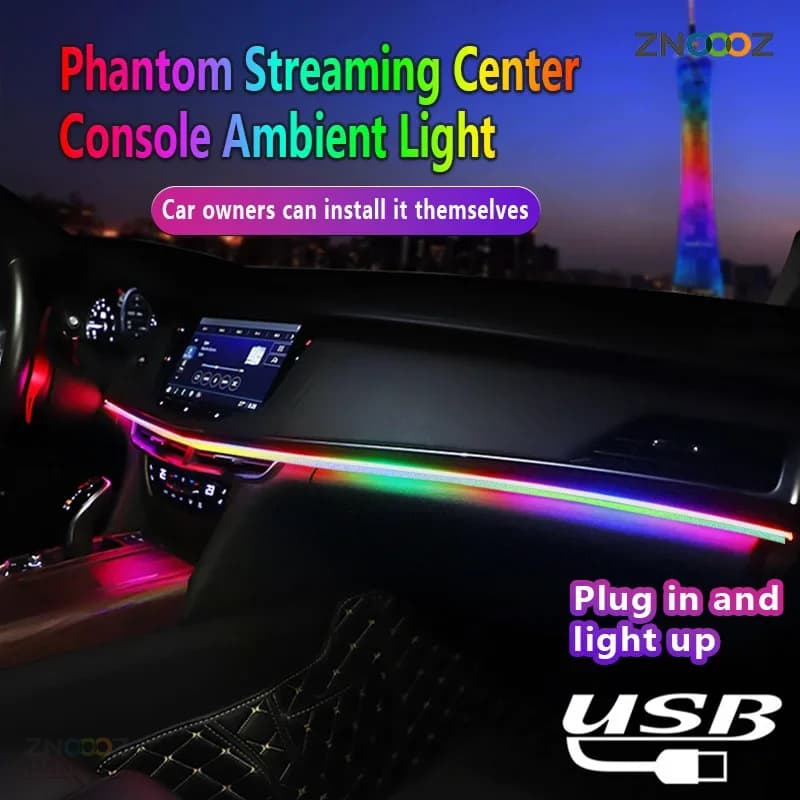 64 colori USB Car LED luce ambientale strisce acriliche luci cruscotto RGB interni auto App nascosta lampada atmosfera telecomando