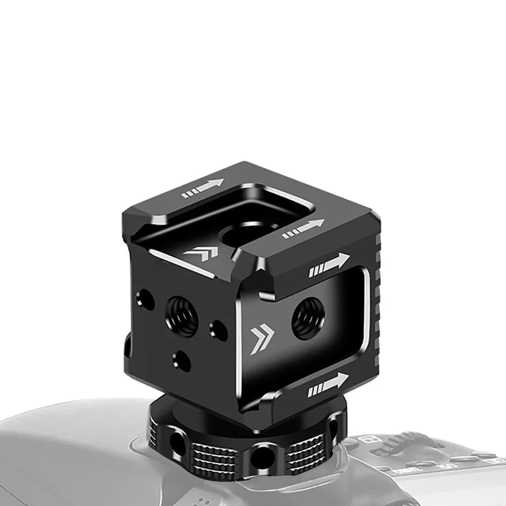 Multiply Adapter for Cold Slitting, Monitor Support, Studio Flash Support, with Threaded Holes 1/4 and 3/8 for Nikon Canon Sony SLR
