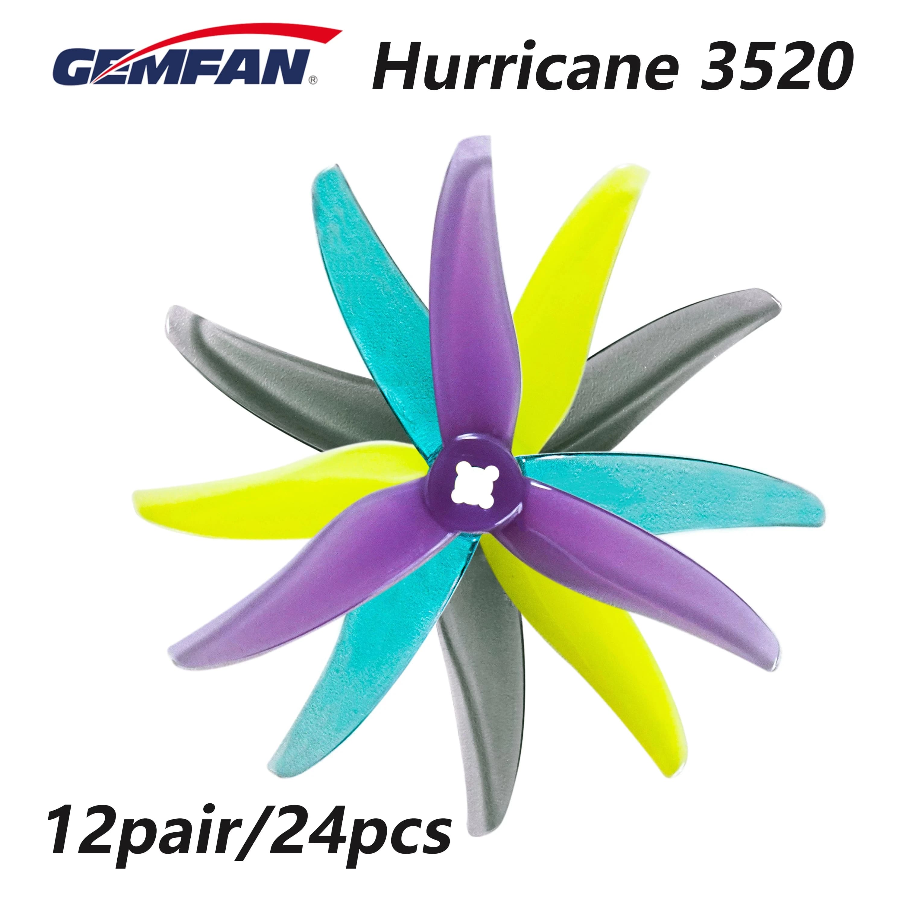 24 pcs/12 pairs Gemfan Hurricane 3520 3.5X2X3 Elica PC a 3 Pale per FPV Racing Freestyle 3 inch Cinewhoop Canalized drones