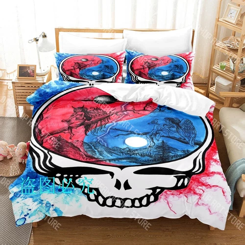 Set biancheria da letto Hip Hop Skull Grateful Dead Set letto singolo doppio completo Queen King Size Set copripiumino per camera da letto per bambini per adulti Anime