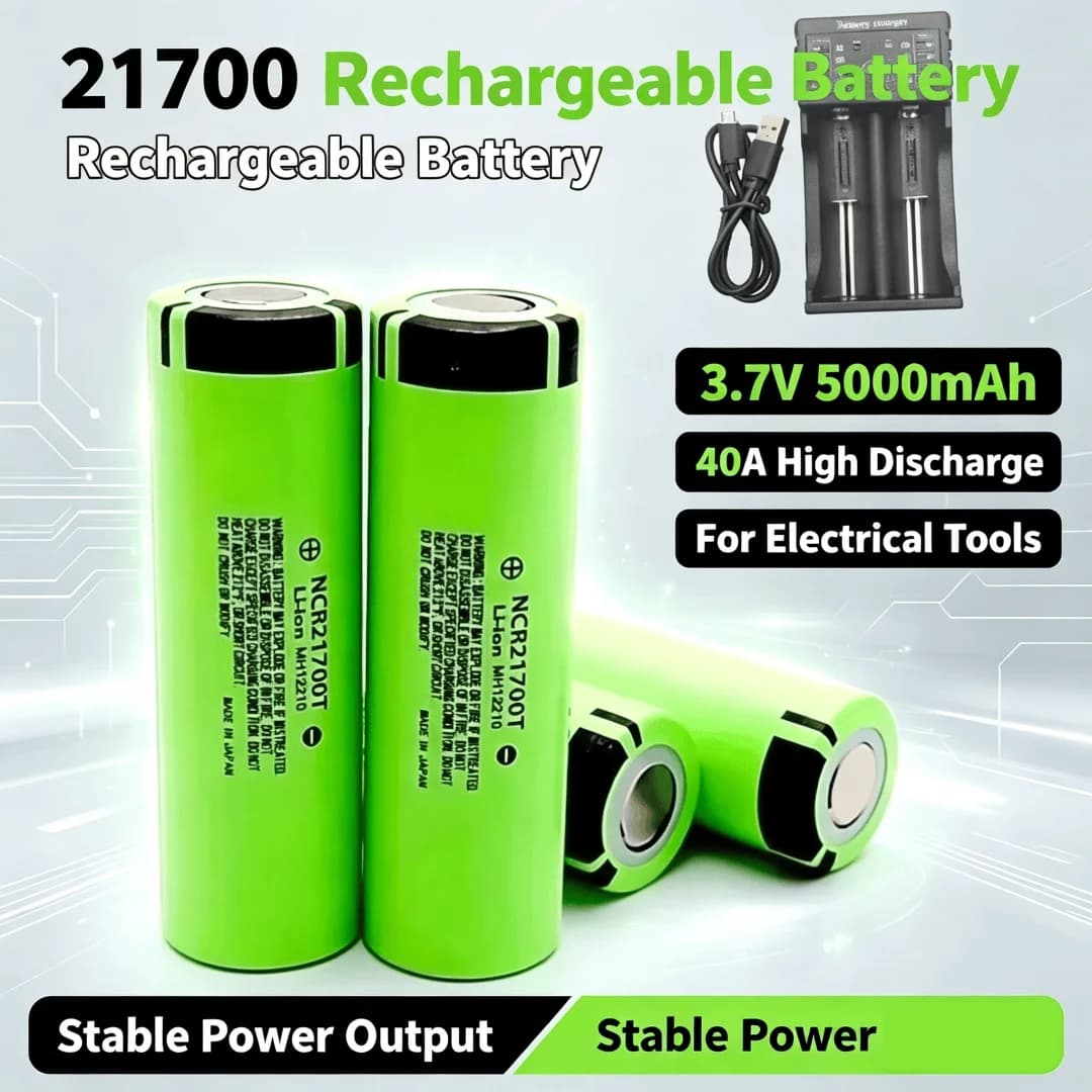 5000mAh 21700 Battery Rechargeable Battery 3.7V 40A Power Li-ion High Discharge Batteries for Electrical Tools Air Transport