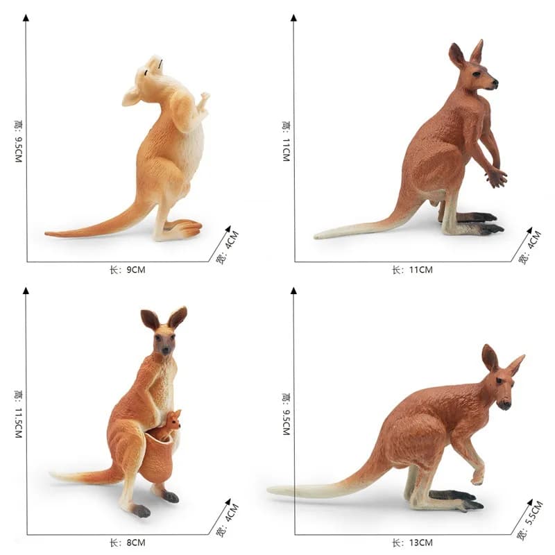 Cross-Border Simulation Grassland Wild Mammal Model Kangaroo Children's Early Education Cognitive Display Solid Toy