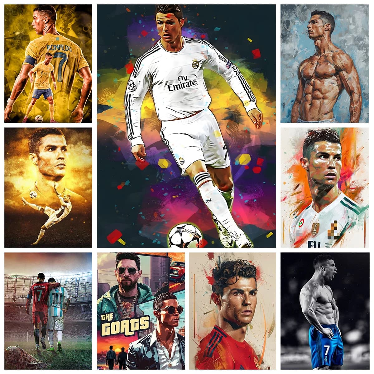 C-CR7 Pittura diamante fai da te Calcio Sport Star Poster Diamante Ricamo Mosaico Pittura a olio Decorazione della casa Fan Regalo a mano