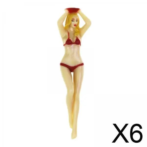 6xTee da golf divertenti a forma di ragazza in bikini, accessori da golf per addio al nubilato, rosso