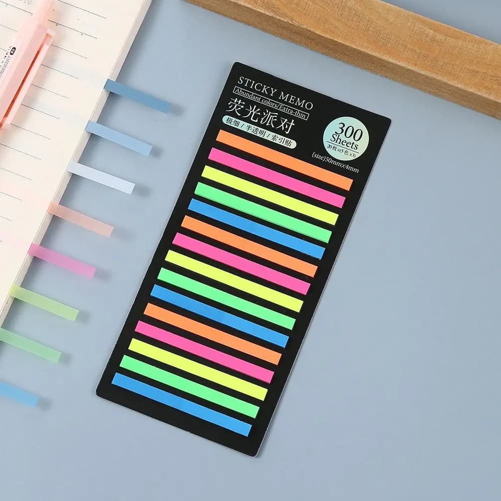 Blocco di foglietti adesivi in carta 300 fogli, indice arcobaleno, blocco memo, cancelleria, blocchetti adesivi Kawaii, adesivi indice in PET per bambini