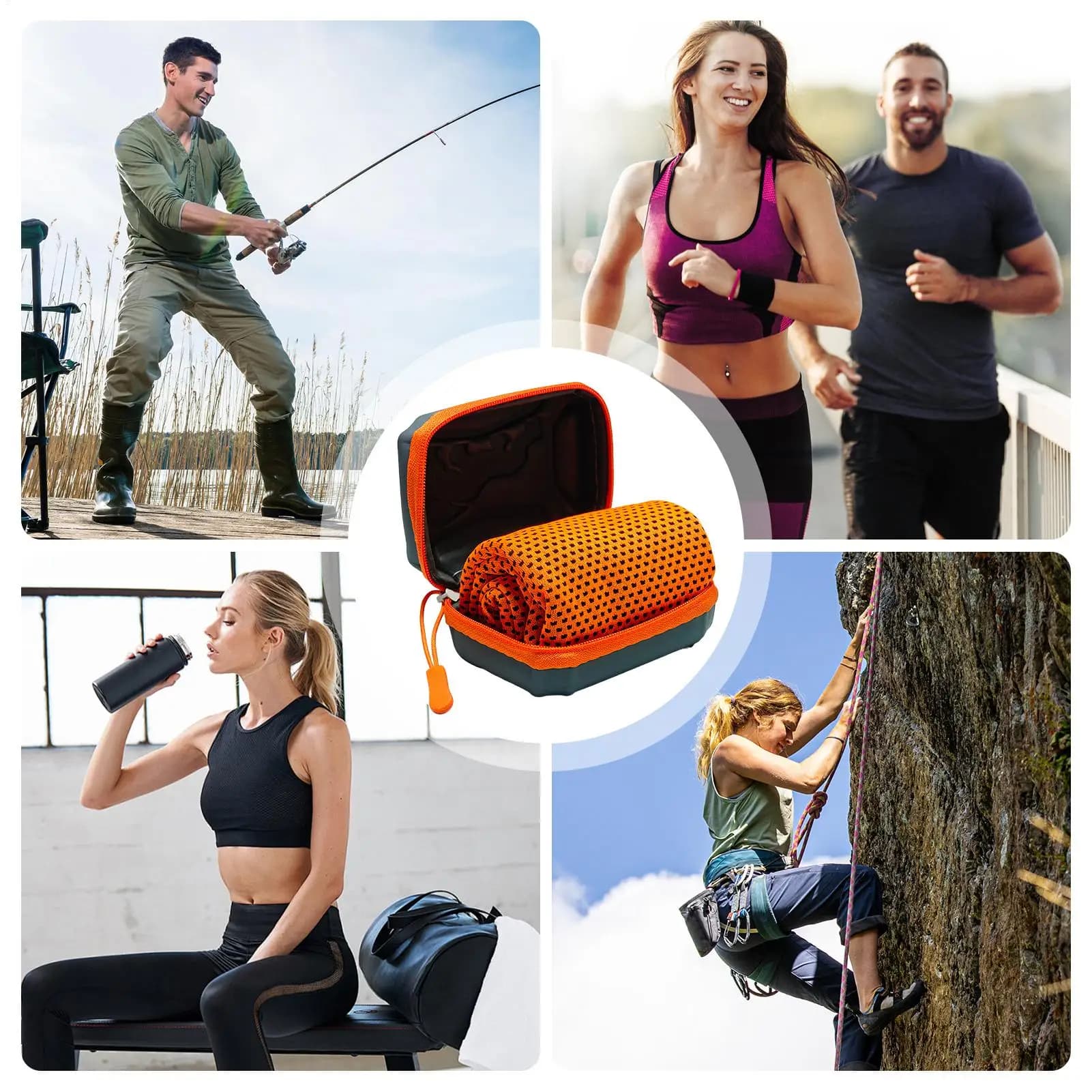 Asciugamani rinfrescanti per lo sport 30x80 cm, traspiranti, ad asciugatura rapida, con scatola portaoggetti, per il caldo del tempo estivo, asciugamano rinfrescante per il collo, per uomo e donna