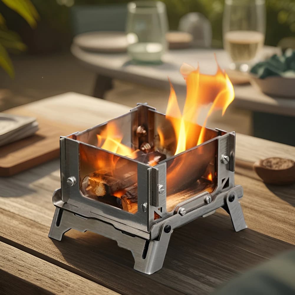 Mini glass observation stand, portable folding wood stove for outdoors, incense burner, camping equipment