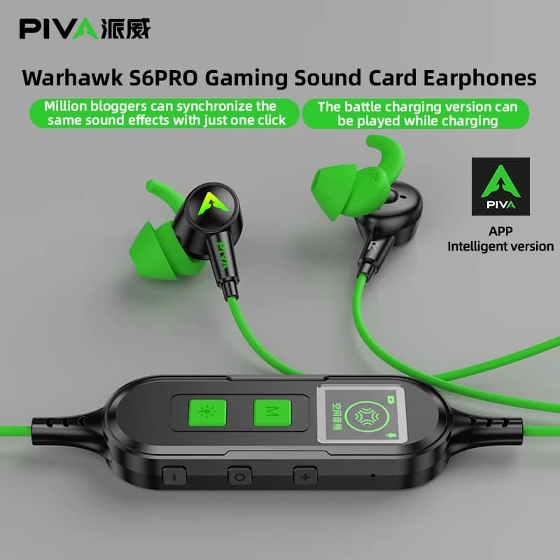 PIVA S6 Pro 13mm Virtual 7.1 Auricolari da gioco Type-C 27W PD Carica rapida App scheda audio integrata per sintonizzazione indipendente