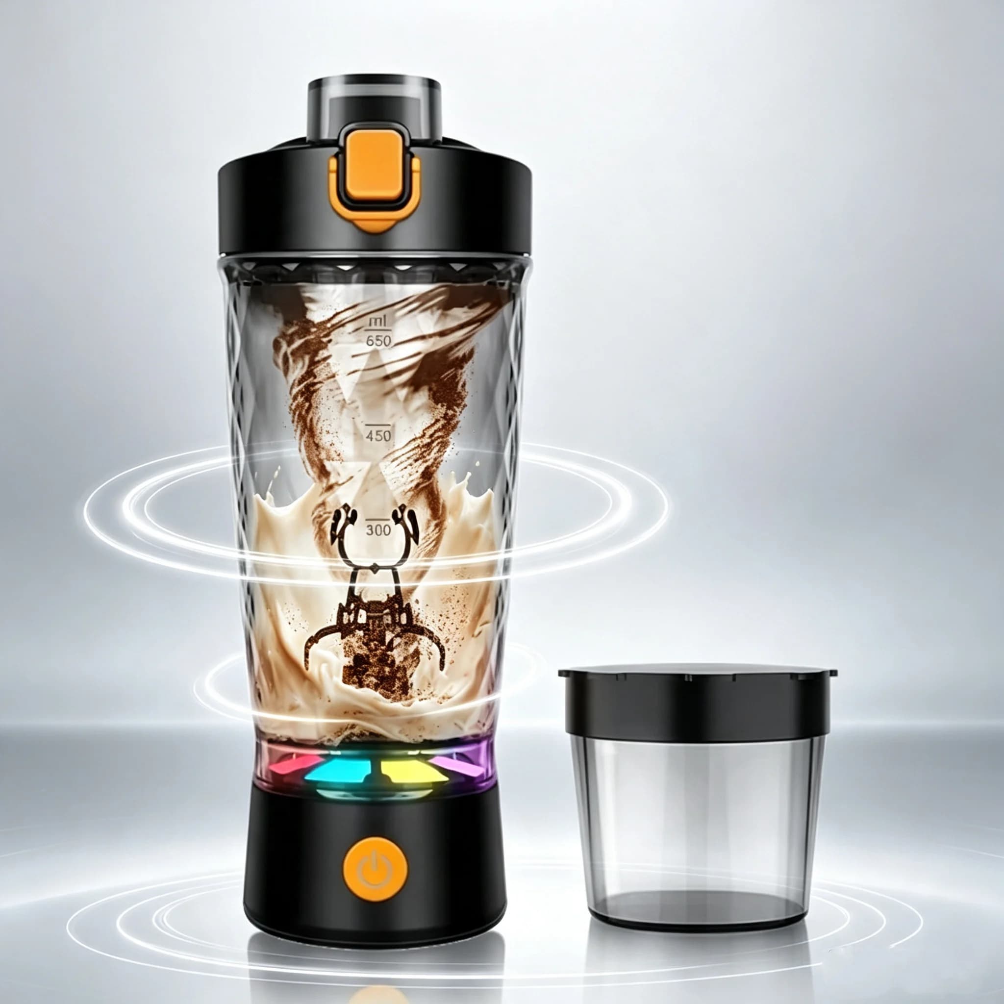 650ml Electric Protein Powder Mixing Cup USB Rechargeable Automatic Shaker Bottle Mixer Milk Coffee Blender Kettle Gym outdoor