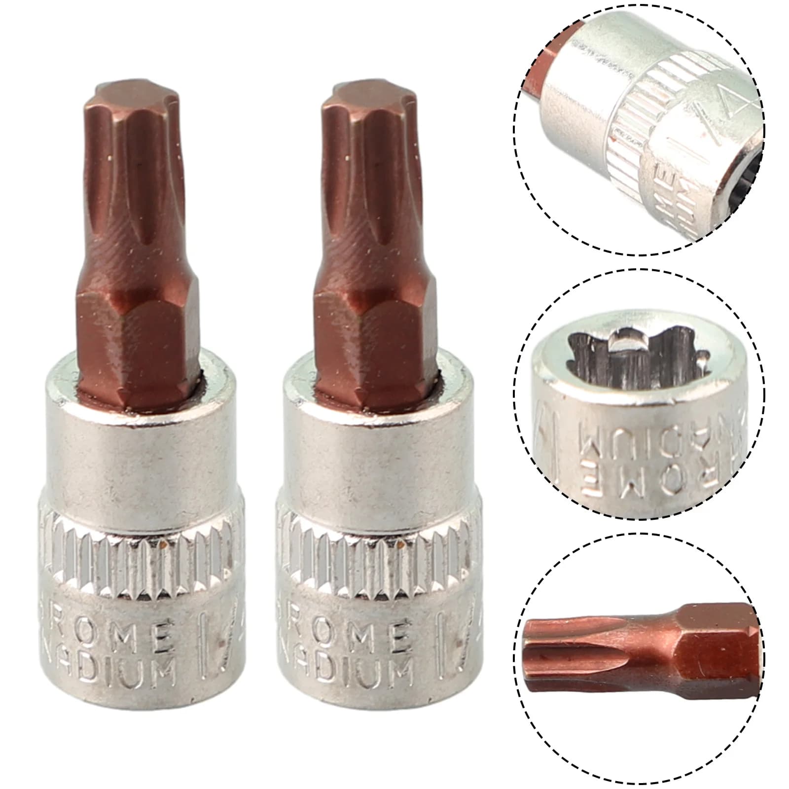 2PCS 1/4 Inch Hex Shank Torx Screwdriver Sockets Bits T8 T10 T15 T20 T25 T27 T30 T40 Repair Hand Tools Set For Household
