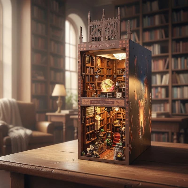 OUZEY 3D Wooden Puzzle Bedroom Decorations Book End DIY Brick Building Sets Construction Set For Boys Doll House Accessories