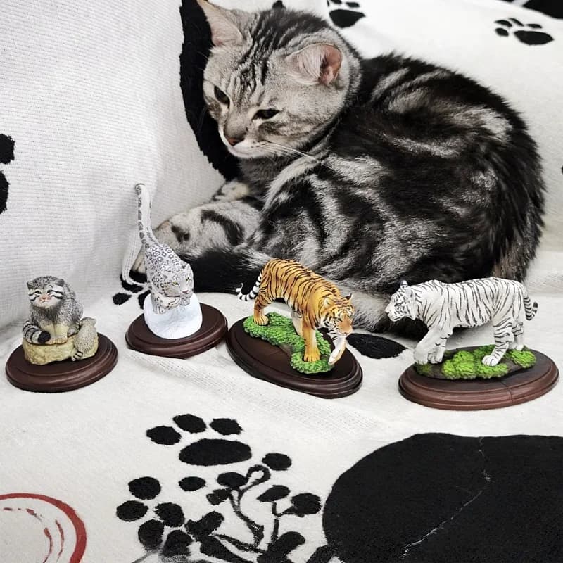 Bandai Gashapon Wild Feline Miniature Model Bengal Tiger White Tiger Snow Leopard Pallas Cat Realistic Desktop Display Ornament