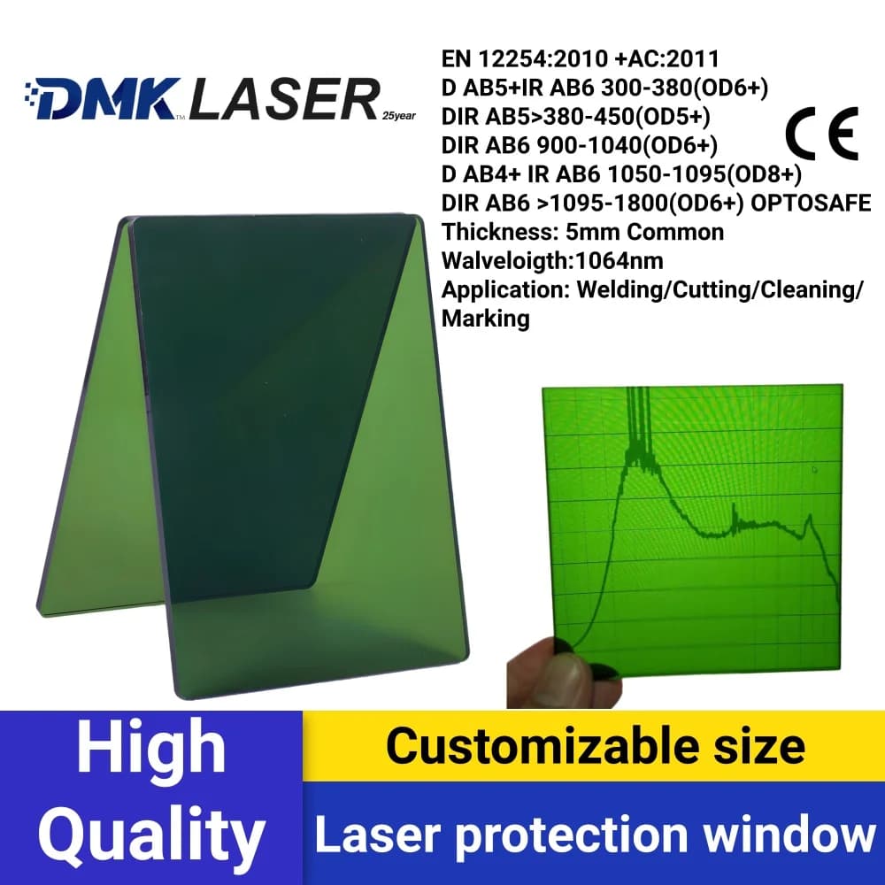DMK Laser Protective Plate 900-1100nm OD7+ with CE EN12254 Safety Shield For Laser Welding/Cutting/Marking/engraving Machine