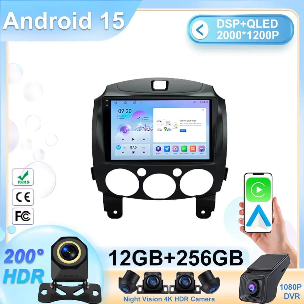 2din Multimedia Player For MAZDA 2 Mazda2 2007 2008 2009 2010 2011 2012 2013 2014 Car Android Auto High-performance Radio GPS