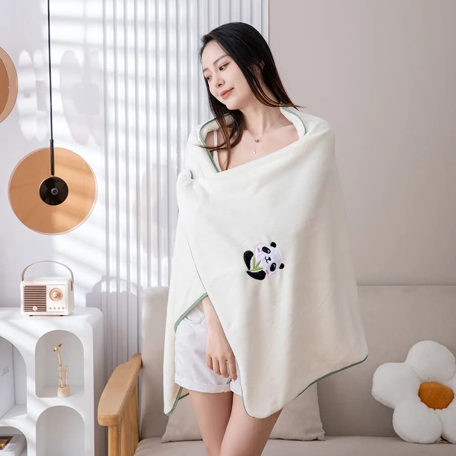 Set of 3 piece panda bath towels, soft towel and hair turban, soft and absorbent, quick towel, set of cute girl bathrobes