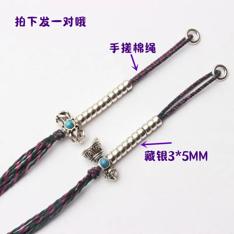 Tibetan Silver Buddhist Mala Counter Side Hanging Clip Pendant DIY Wenwan Tassel Bell Vajra Unique Handmade Fine Top Accessory