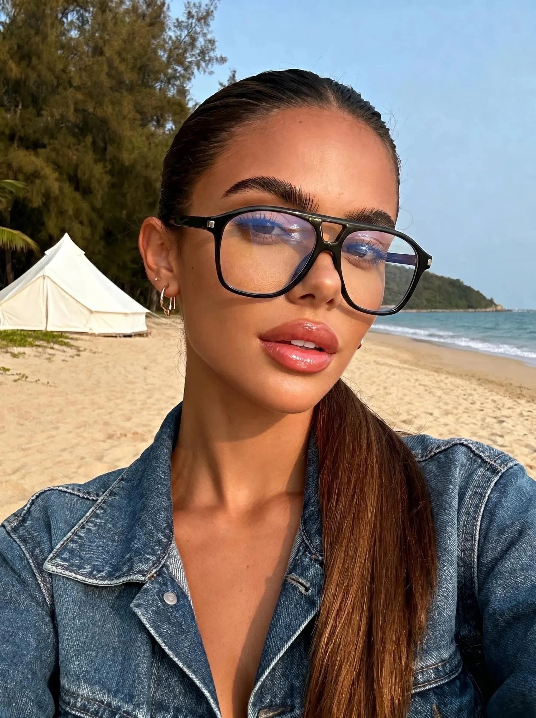 1pc all-match double-beam pilot glasses, large frame, men's and women's casual multi-scene glasses