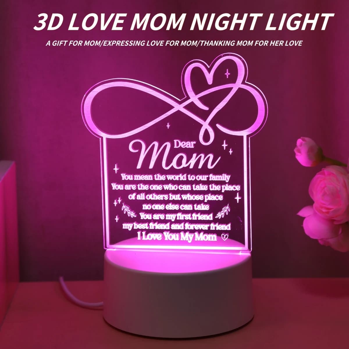 Luce notturna della mamma dell'amore alimentata tramite USB, il regalo ideale per le madri nei compleanni, natale, festa della mamma e ringraziamento!