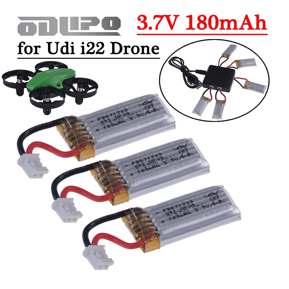 3.7V Per Udi i22 Droni Batteria 1S 180mAh 3.7V Lipo Batteria Per Potensic A20 Mini Drone RC Quadcopter Batteria di Ricambio 671723