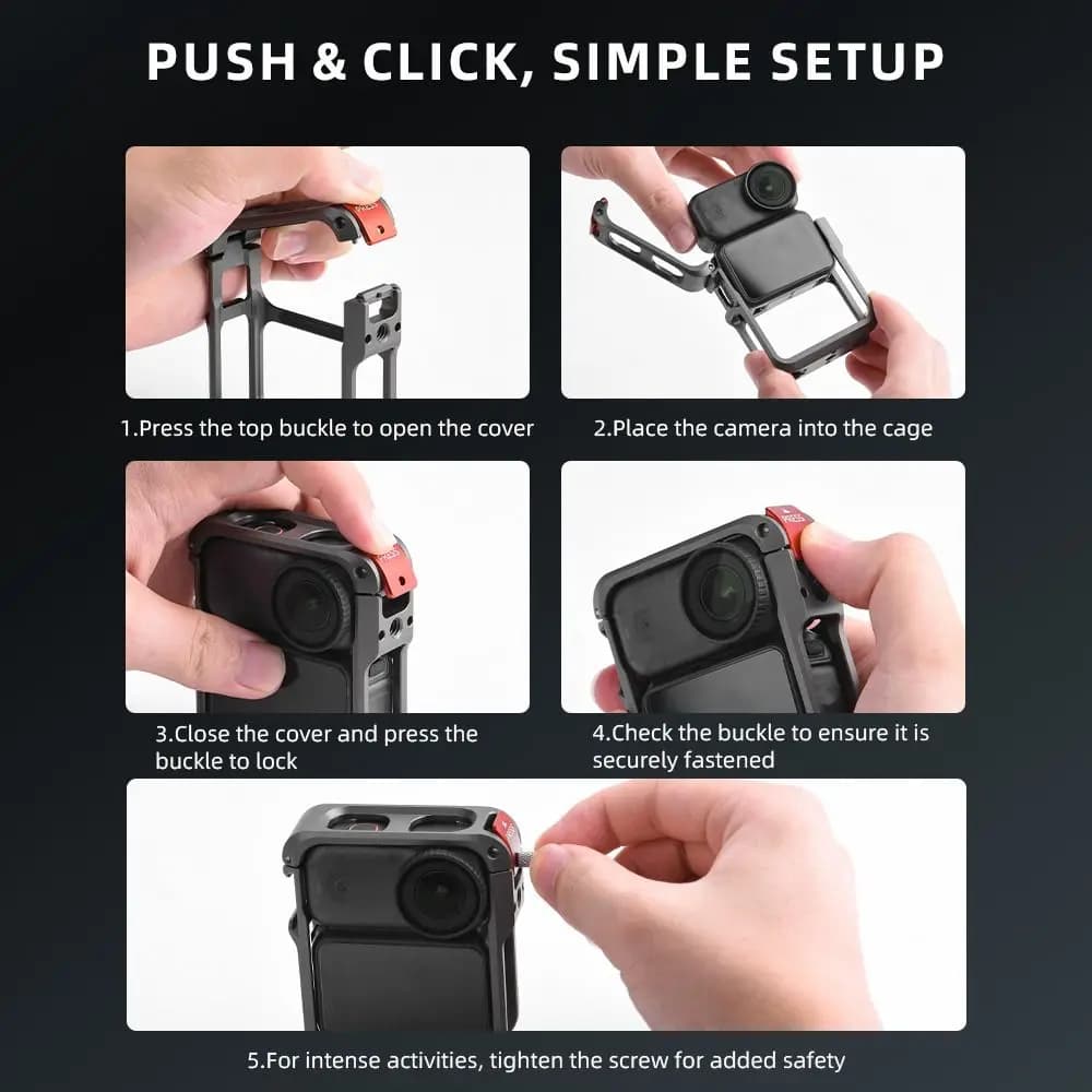 Custodia protettiva per telaio in lega di alluminio a sgancio rapido con espansione filettatura da 1/4" Telaio per montaggio su pattino freddo Durevole per DJI Osmo Nano