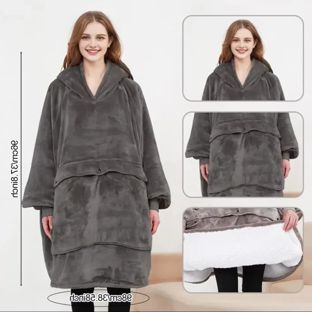 Coperta riscaldata USB Felpa con cappuccio Coperta riscaldata foderata Sherpa Coperta riscaldata Sherpa in flanella Tasca frontale gigante Coperte indossabili Felpa con cappuccio